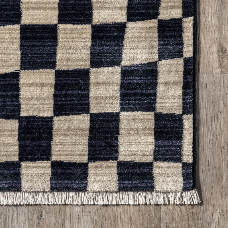 Dominique Abstract Checkered Fringe Area Rug, Rectangle 12' x 15'