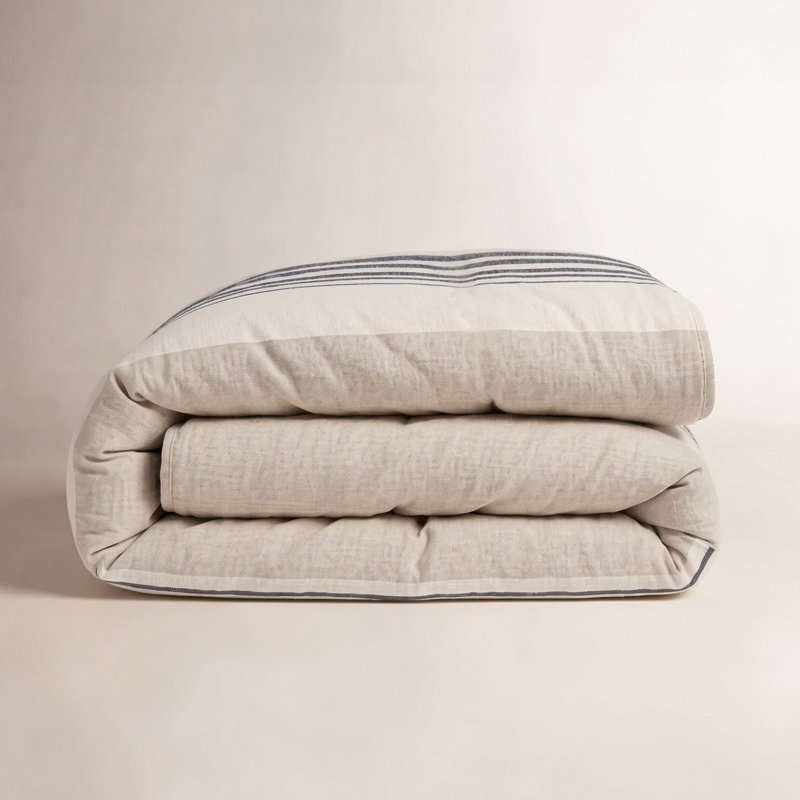 Housse de couette en lin chenille rayée, Housse de couette double / grand