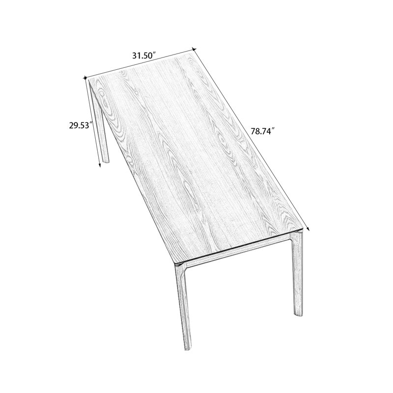 Burlywood Rectangular Solid Wood Dining Table, 29.53"H x 78.74"L x 31.5"W