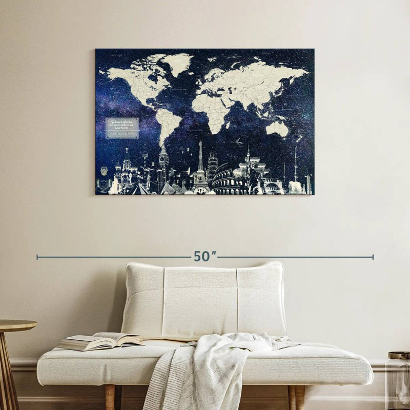 «Where We Have été Push Pin World Milstead», H 26 po x l 39 po