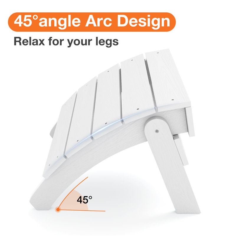 Repose-pieds Hiir Adirondack, repose-pieds pliable extérieur en plastique Adirondack , Blanc