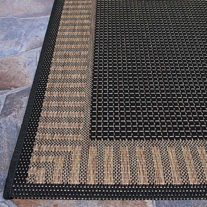 Fierce Vimini Black-Brown Indoor/Outdoor Square Rug, Rectangle 8'6" x 13'
