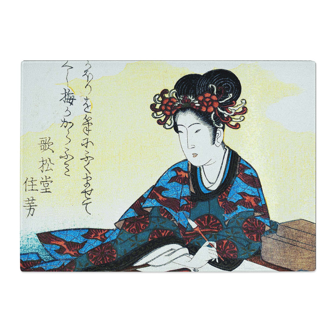 Tempered Glass Seated Lady by Yashima Gakutei Chopping Board