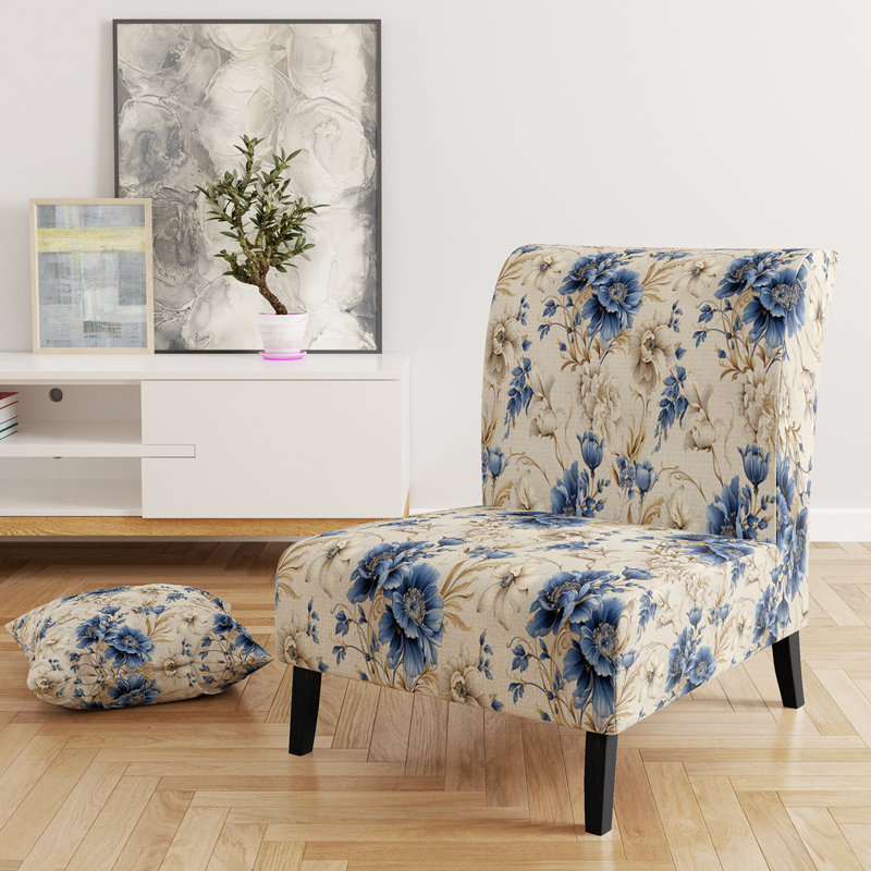 Rustic Victorian Brocade Victorian Motif - Chaise d'appoint de chalet rembourrée à motif floral