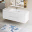 Meuble-lavabo flottant avec lavabo, mural et peu encombrant, idéal pour les salles de bain modernes.