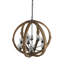 Lustre en forme de globe à 9 lumières, lustre en bois avec chaîne réglable pour le vestibule de la salle à manger de la cuisine, ampoule non incluse