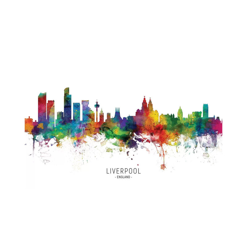 Impression sur toile de fond, «Manchester England Skyline» par Michael Tompsett, H 26 po x l 40 po x 1,5 po