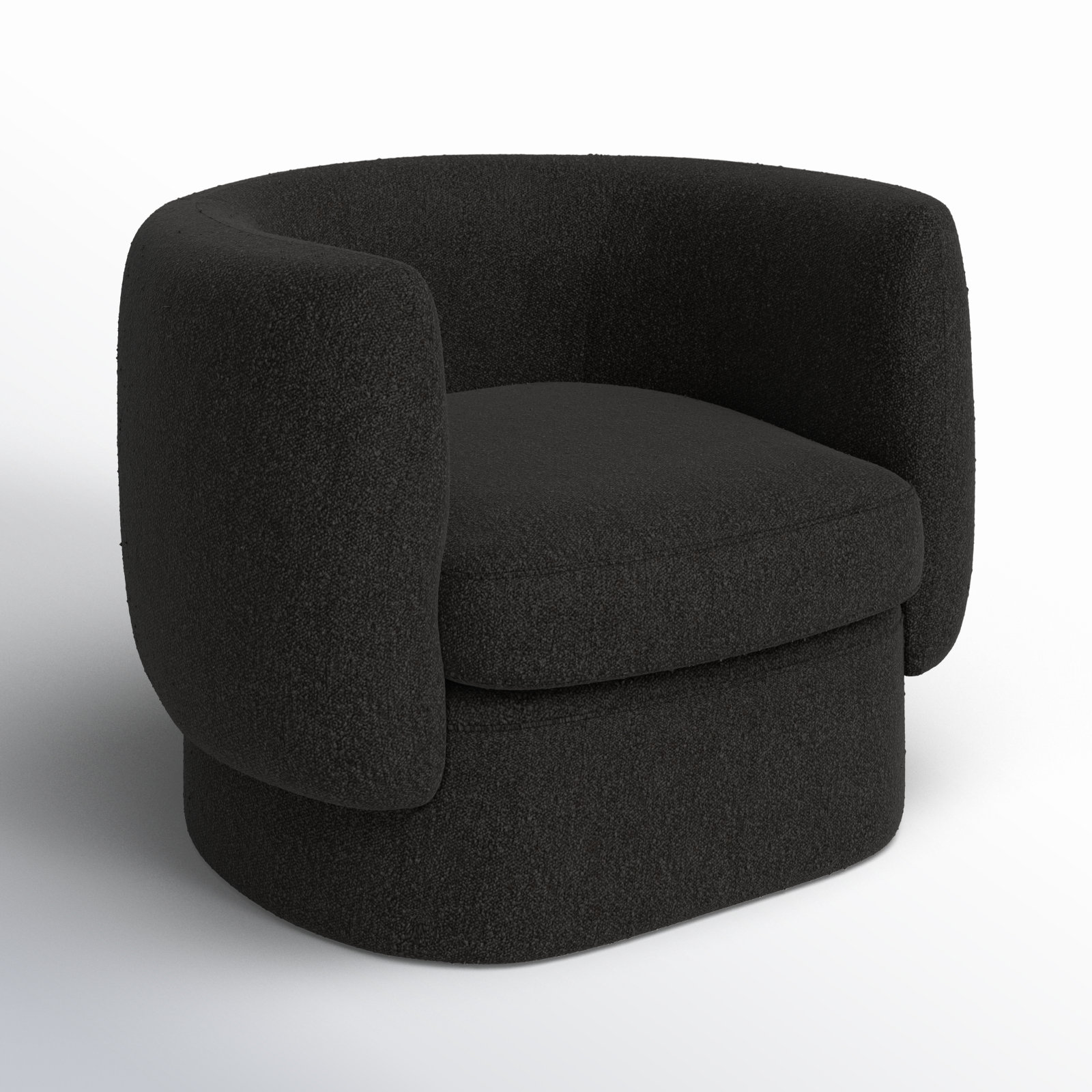 Atla Upholstered Barrel Chair, Maya Black Boucle