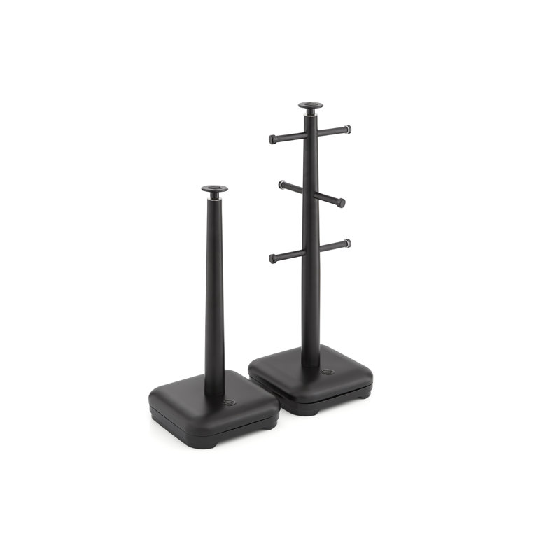 Swan SWKA18522BLKN Stealth Towel Pole & Mug Tree Set, Weighted Base, Scratch Resistant Base, Black