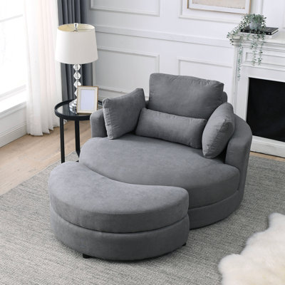 Rasheba Welike Swivel Accent Barrel Modern Sofa Lounge Club Big Round Chair With Storage Ottoman -  Hokku Designs, 95767670E36242F4A317FC4BDFB81F2E