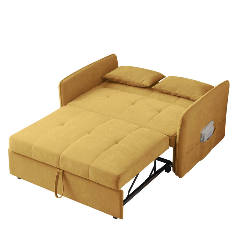 Canapé-lit inclinable 3-en-1 avec accoudoirs ajustables 53,5 po Salom, Chenille jaune