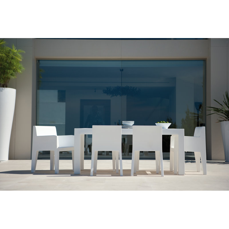 Jut Plastic/Resin Dining Table, White, 180x90x75