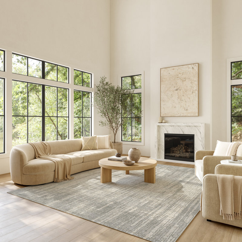 Tariebi 9' x 12' Grey Modern Indoor Rug, Gray, Rectangle 9' x 12'