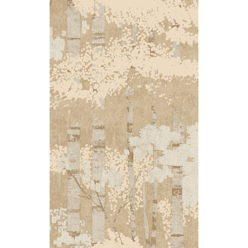 Papier peint forêt métallique, Beige