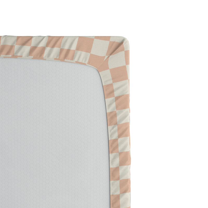Microfiber Fitted Sheet, Full Fitted Sheet, Peach Checkered