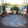 Machine Washable Indoor/Outdoor Xhevrie Denim Rug