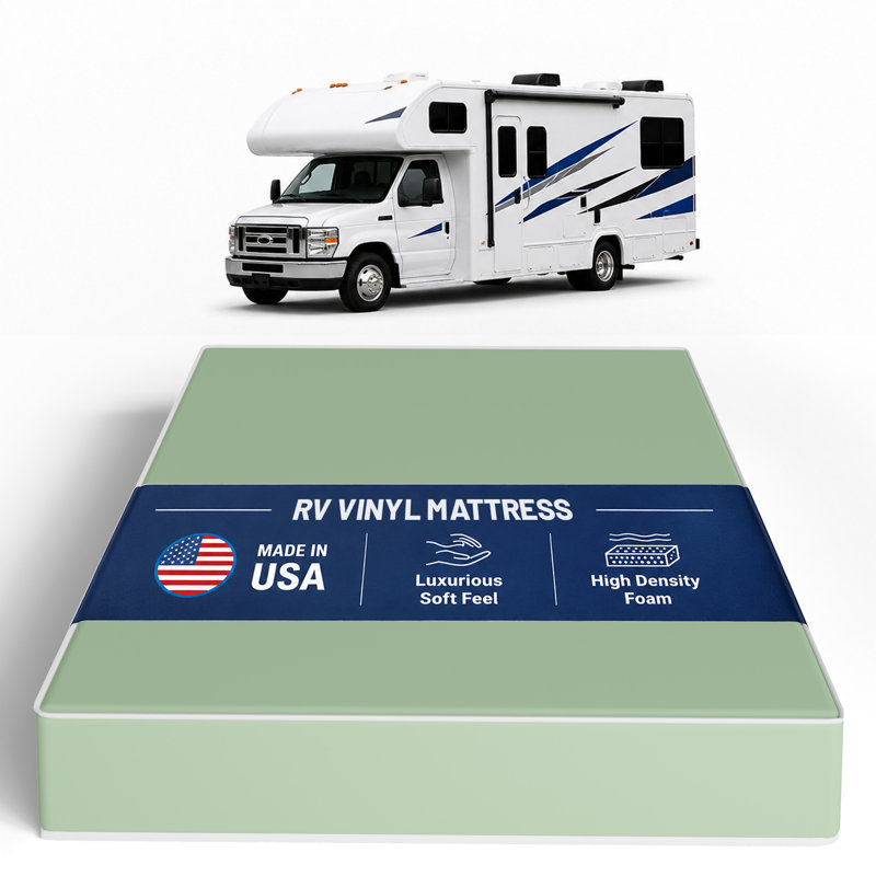 8-Inch High-Density Foam Vinyl RV Mattress Replacement, Medium Firm, Camper Vans, 75" X 28", 75" x 28", 8"
