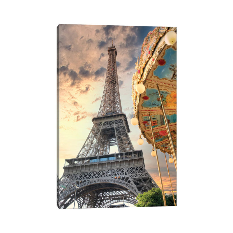 Eiffel Tower And Carousel I by Alan Blaustein - Wrapped Canvas Painting, 66.04 cm H x 45.72 cm W x 3.175 cm D