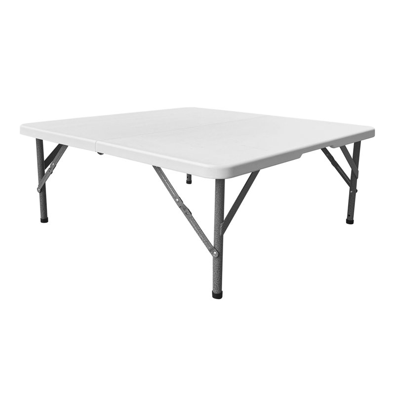 Techni Home 34in Square Folding Table, Height Adjustable Foldable Table with Easy-Carry Handle