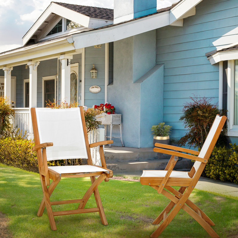 Chaise de patio pliante teck Addilyn