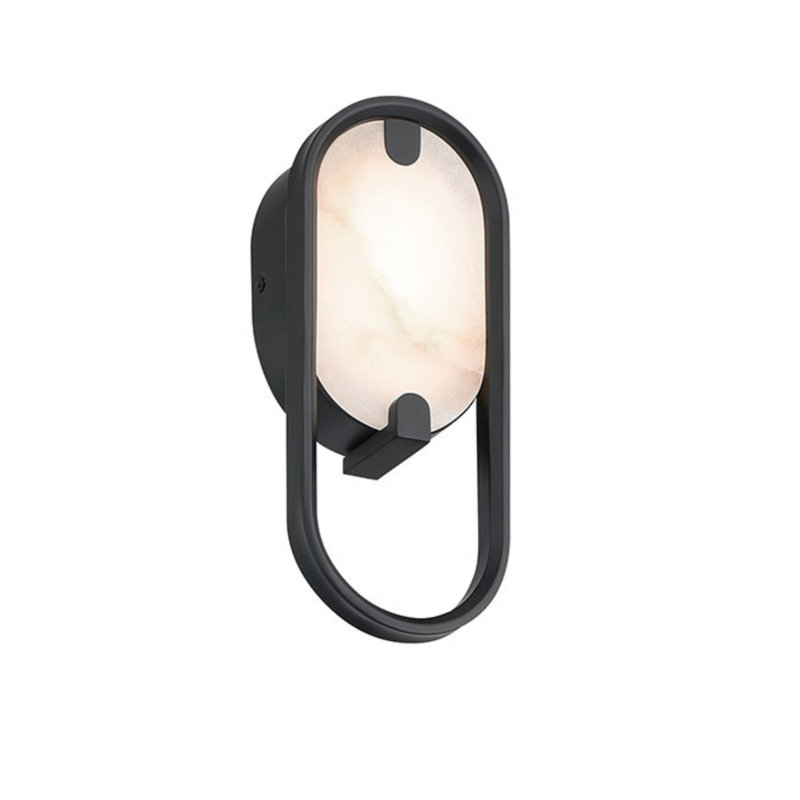 Noga, Wall Sconce , 11",Alabaster, Matte Black