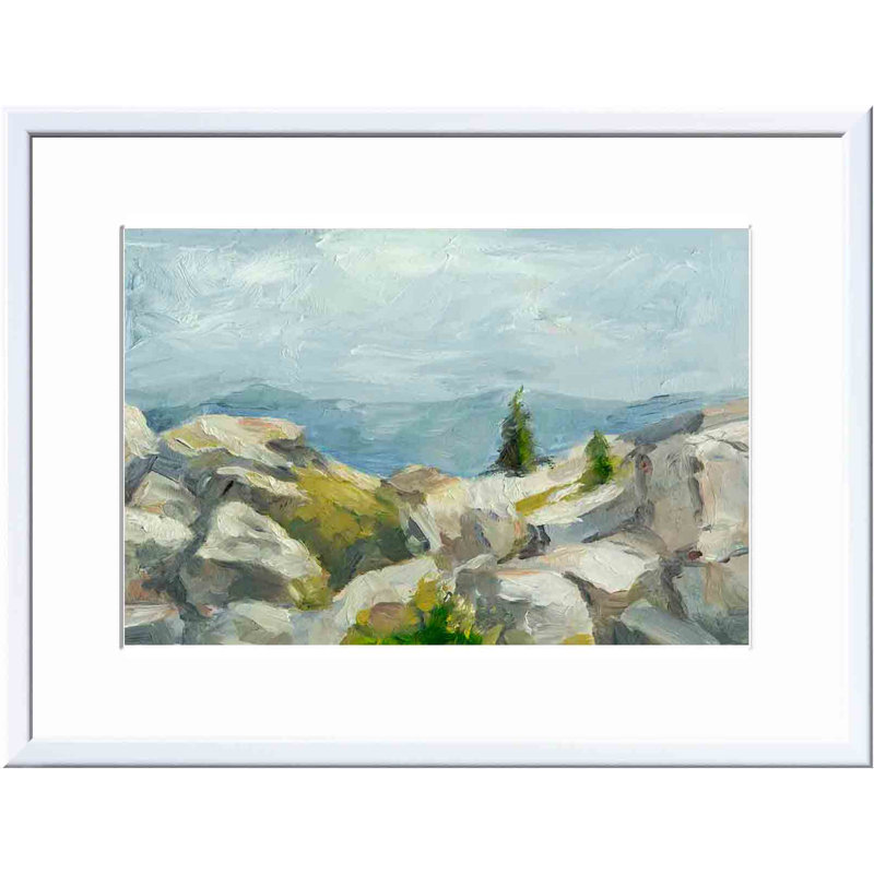 Impasto Mountainside III - peinture encadrée, Blanc, H 12 po x l 12 po