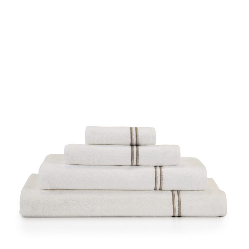 Classic Bath Towel, White/Khaki