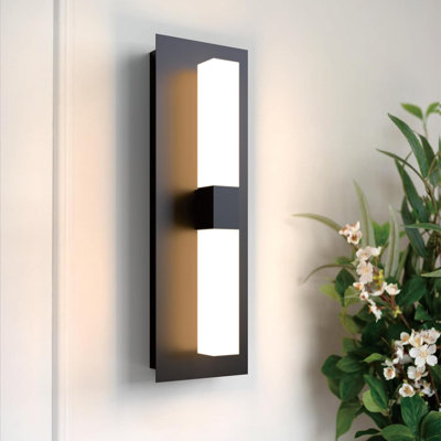 Modern Black LED Wall Sconce, Dimmable LED Wall Light, 3000K Warm White Acrylic Shade