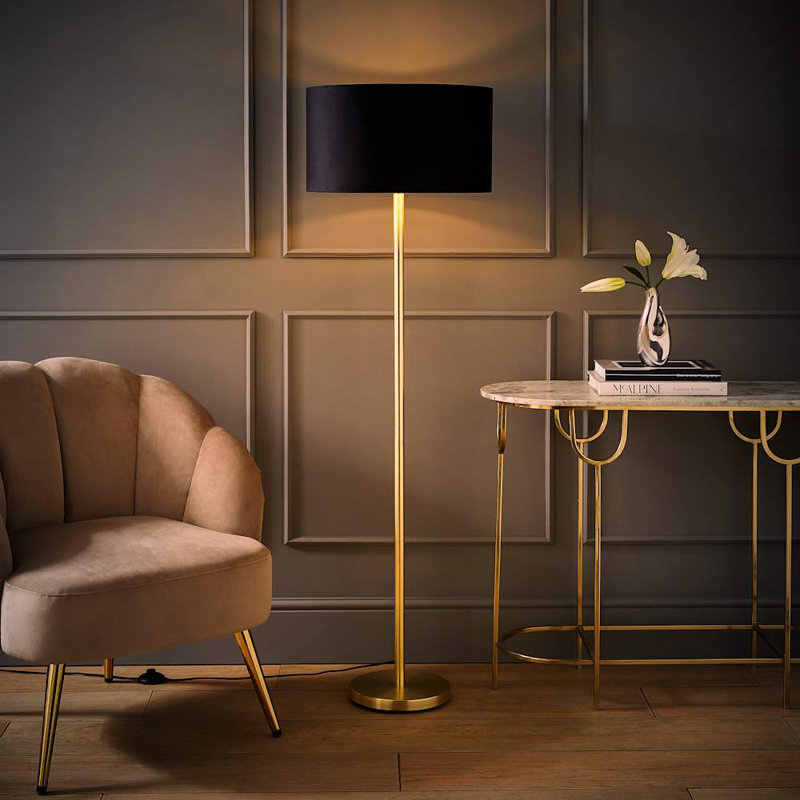 Baillieu 148cm Traditional Floor Lamp, Black, No, Polished