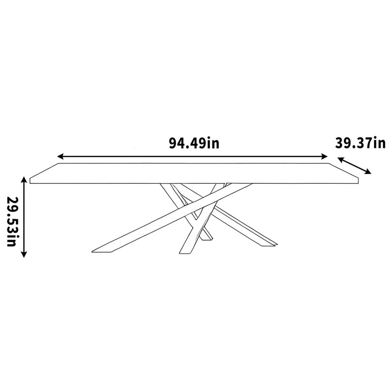 Table de bureau longue en bois massif de conception simple, Brun / Blanc, H 29,53 po x l 94,49 po x P 39,37 po