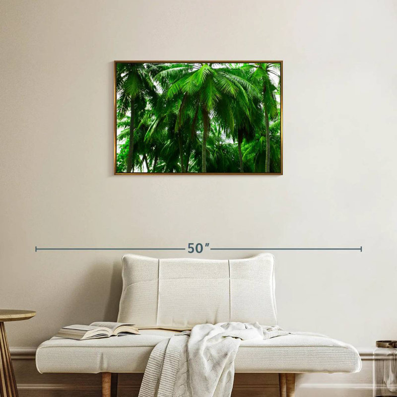 Palmier forêt, Cadre flottant doré, 31 po x 21 po