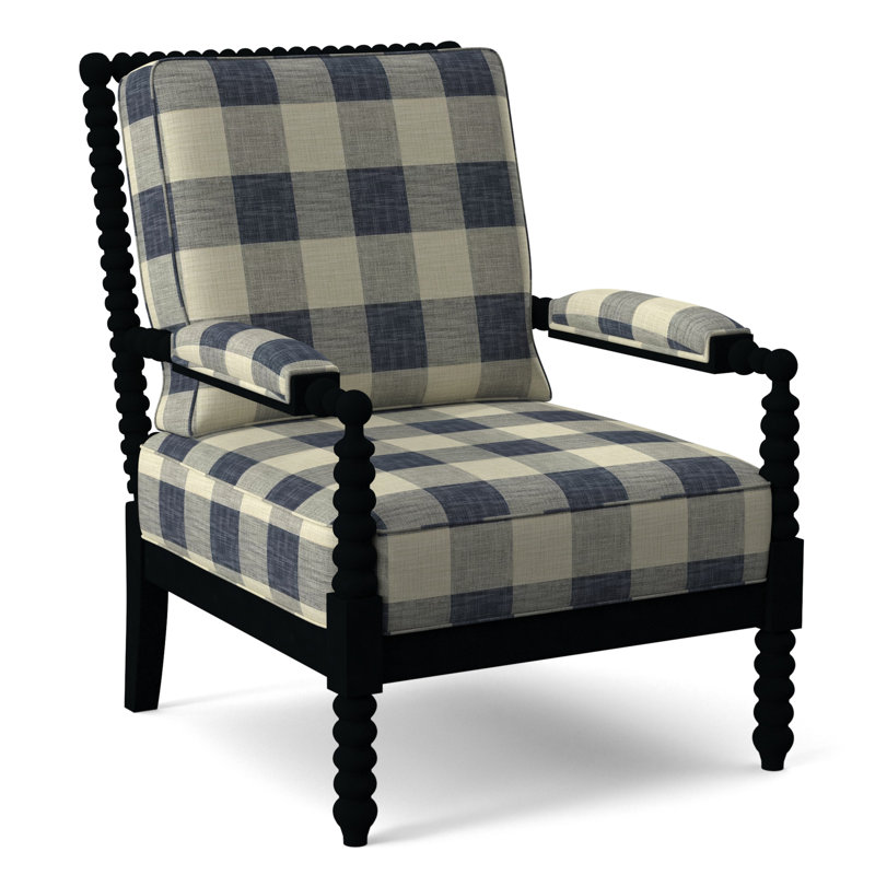 Lind Island 29" Wide Lounge Chair, Sunbrella Beige Pinstripe; 6205-74, Black Finish