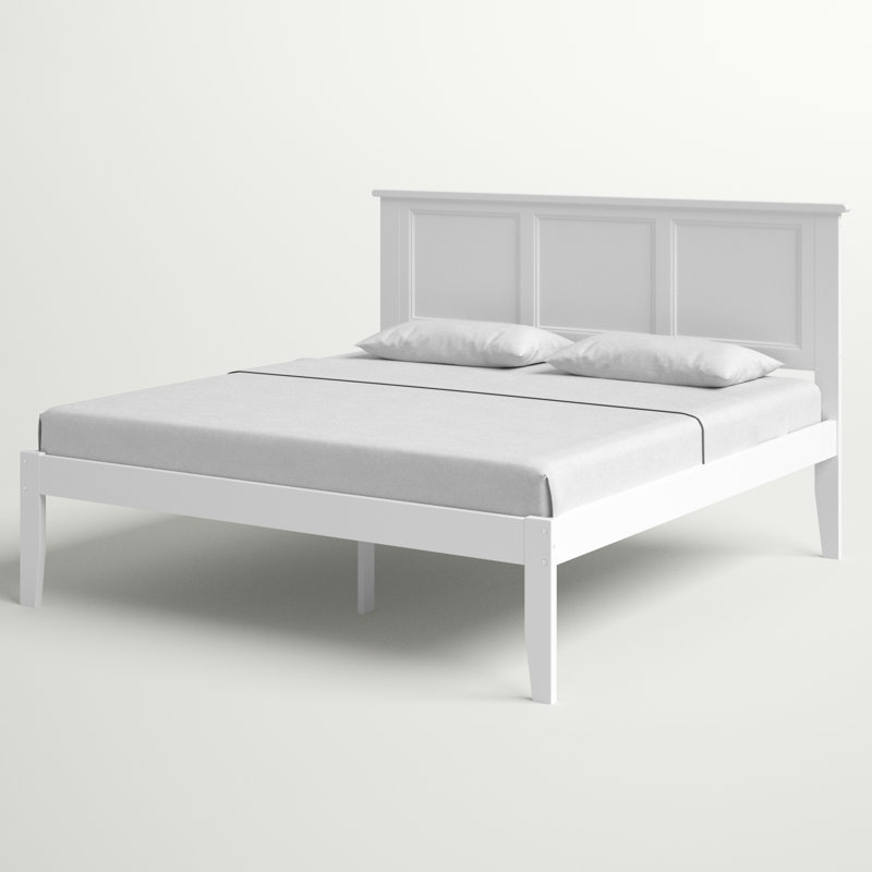 Lit plateforme en bois massif Clyda, Noyer, Grand