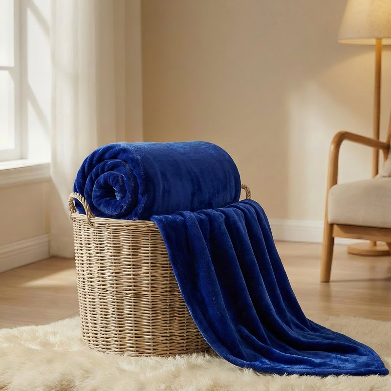 Jeté en flanelle Cozy, Marine