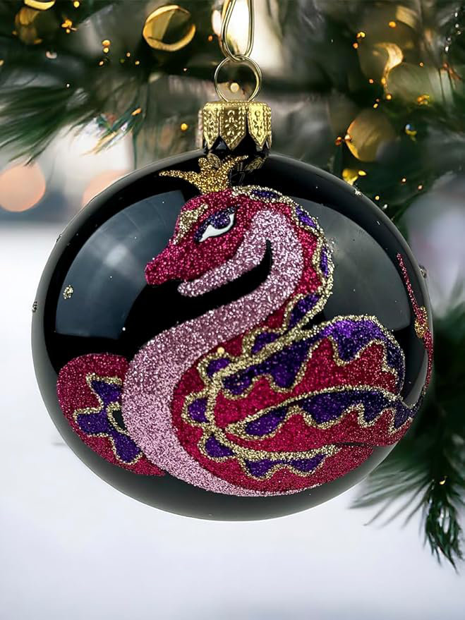 The Holiday Aisle® Christmas Glass Ball Snake, Hand Painted, 3.25