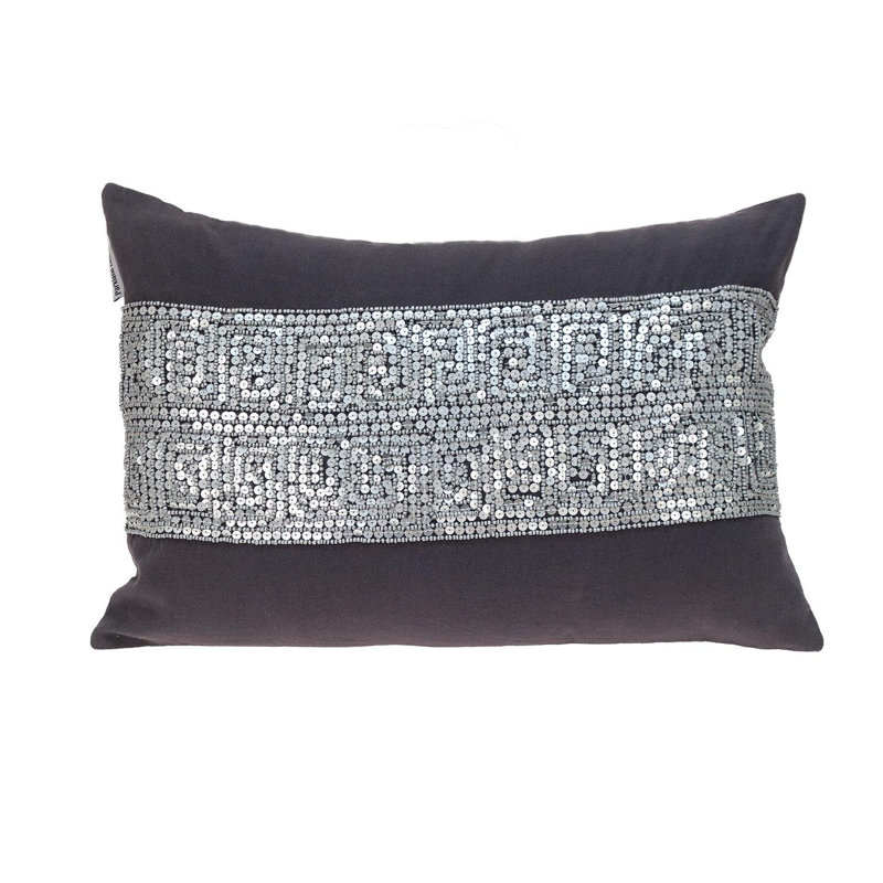 Misty Transitional Gray Throw Pillow, Gray/Silver