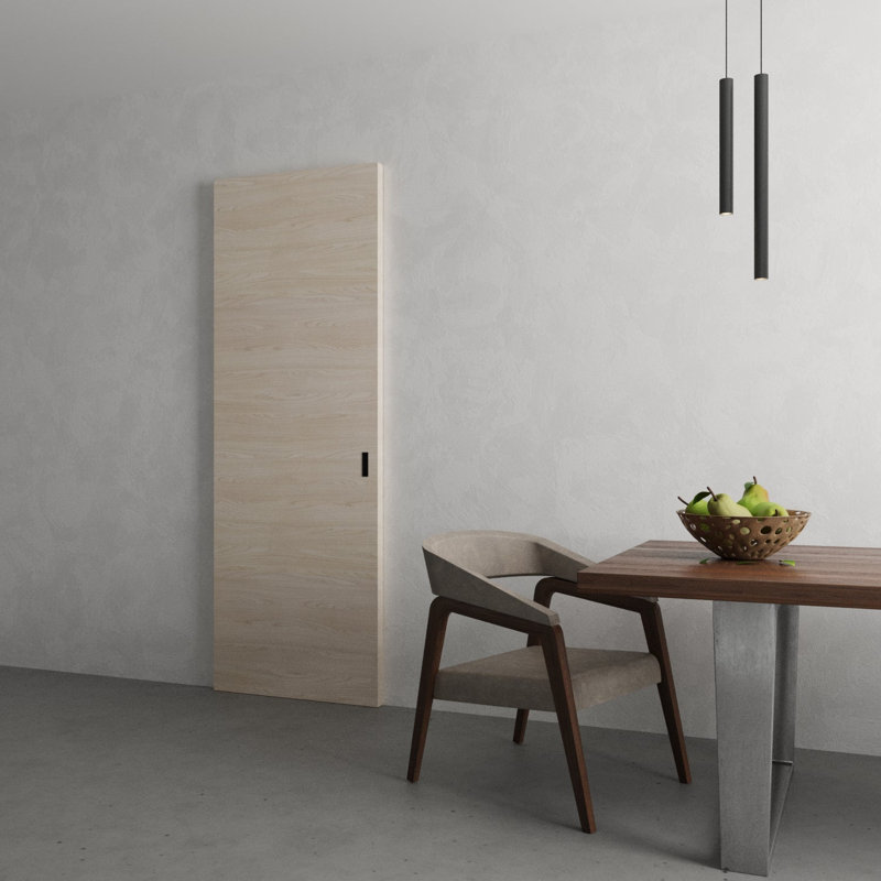 Grange cachée | Planum 0010 | Portes modernes robustes à finition affleurante | Ensemble coulissant Magic, Placage naturel