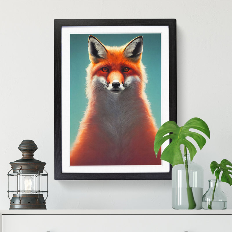 FRM-V0523-1035X Fox Portrait Vol.1 - Single Picture Frame Print, Black Framed, 46cm H x 34cm W x 2cm D