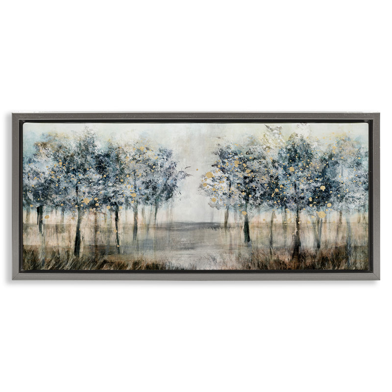 Arbre moderne, Cadre flottant gris lustré, H 14 po x l 31 po