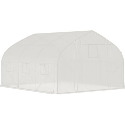 Serre 11,4 pi x 9,8 pi x 6,6 pi avec porte en acier à fermeture à glissière, 7 fenêtres en filet, protection, 85% de protection contre la lumière du soleil en acier galvanisé, 11,5 pi x 10,5 po x 6,5 po, bloquant