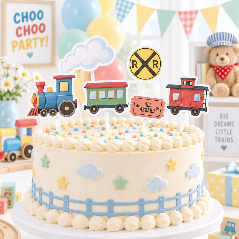 Joy Express Cake Topper Set, Baby Shower Party Decor, 6 Cardstock Cake Toppers