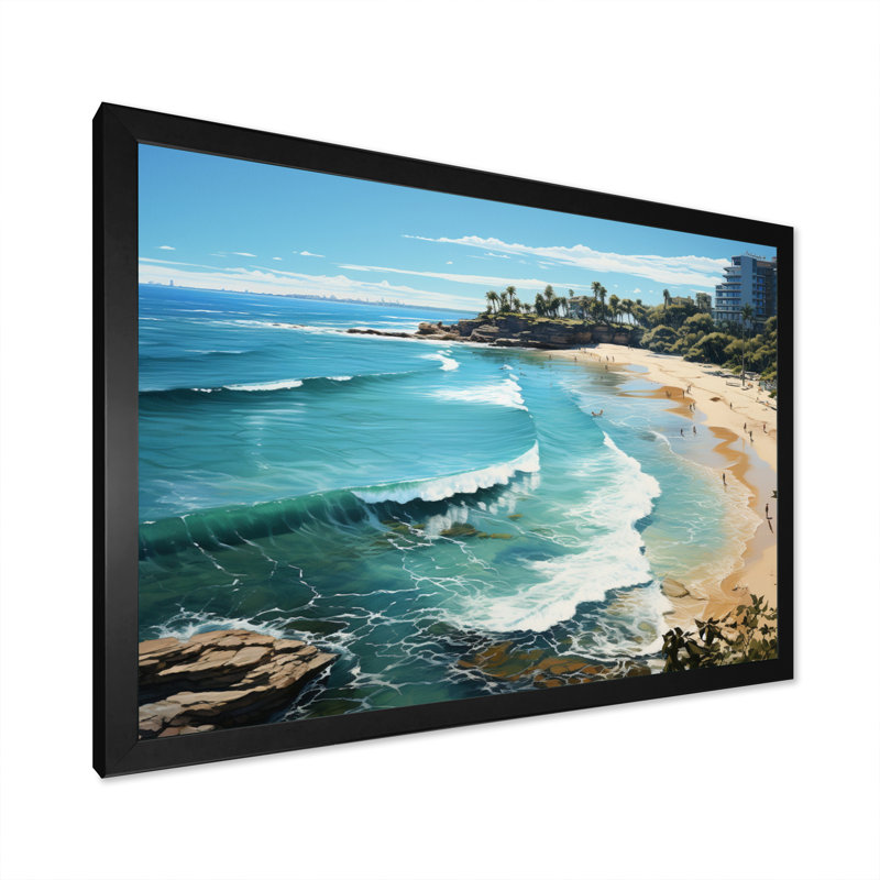 Beach Surfers Paradise III, reproduction d'art sur toile, H 34 po x l 44 po x P 1,5 po, Cadre photo noir
