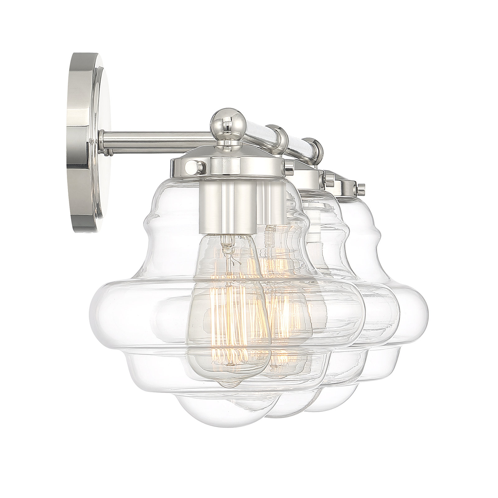 Marah 3 Light Transparent Dimmable Vanity Light, Polished Nickel
