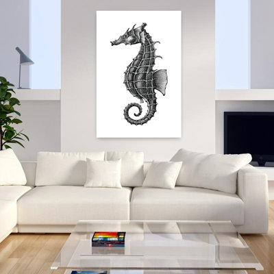 «Graceful Seahorse», dessin abstrait, hippocampe, art mural côtier