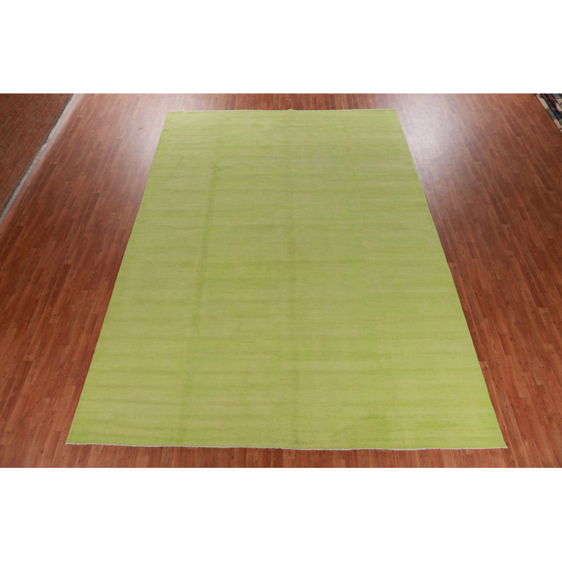 Tapis persan Gabbeh vert pistache 10 x 14