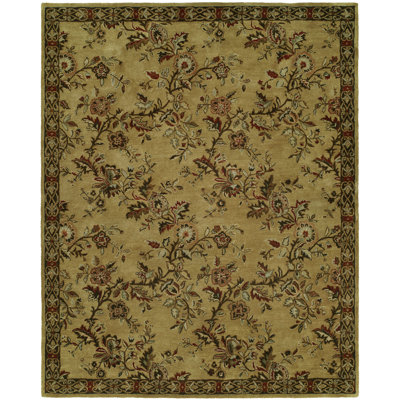Wool Floral Area Rug in Brown/Beige