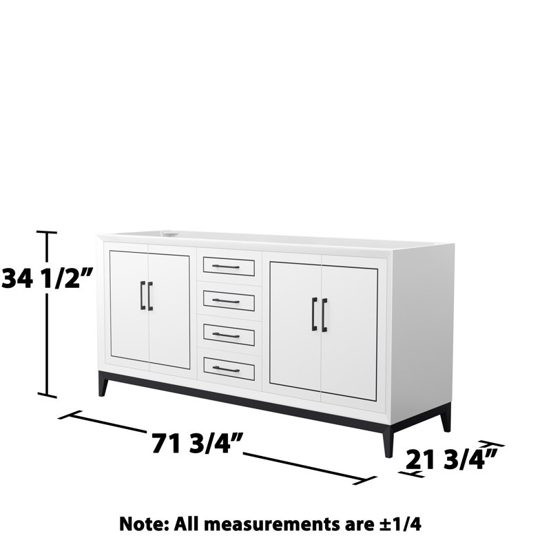 Marlena 71.75'' Double Bathroom Vanity Base Only, White/Black
