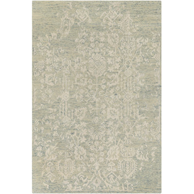 Tapis vert sauge en laine touffeté à la main Straley