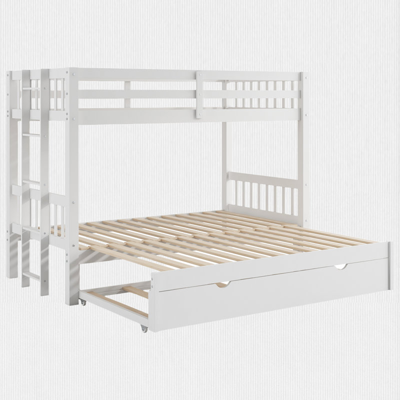 Twin Over Double Twin Bunk With Trundle, White