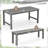 3PCS Dining Table Set w/ 2 BenchesPatio HDPE Weather Resistant Furniture Set Gray-1784849583